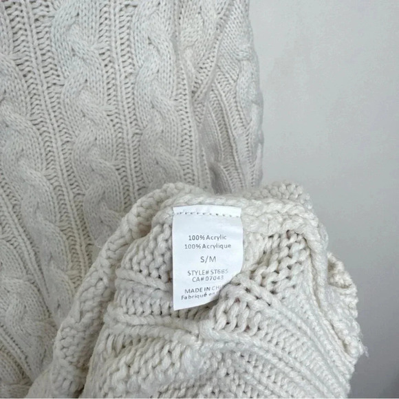 Dreamers Womens S/M Mock Neck Cable Knit  Chunky Sweater Dress Ivory Color - Picture 12 of 15